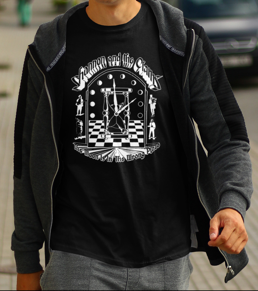 Shannon And The Clams The Moon Is In The Wrong Place Checkerboard Timepiece T-Shirt