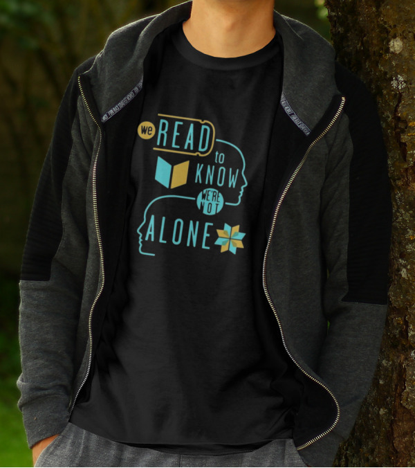We Read To Know We're Not Alone Silhouette Faces Book Motif T-Shirt