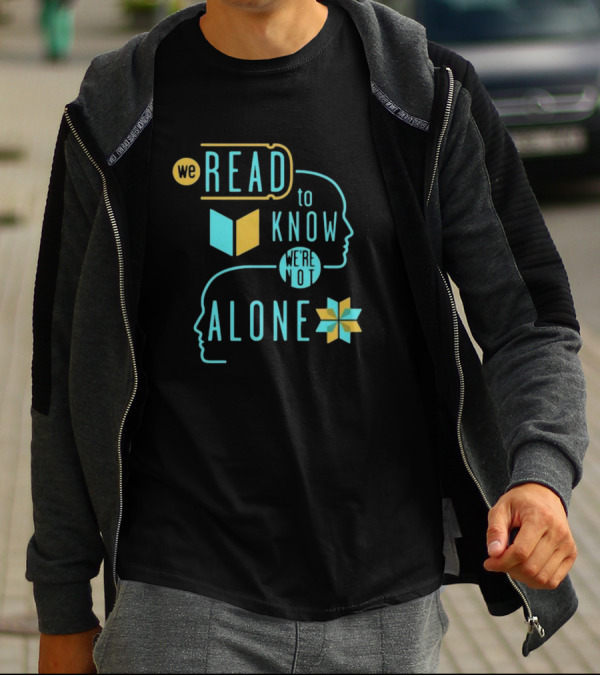 We Read To Know We're Not Alone Silhouette Faces Book Motif T-Shirt