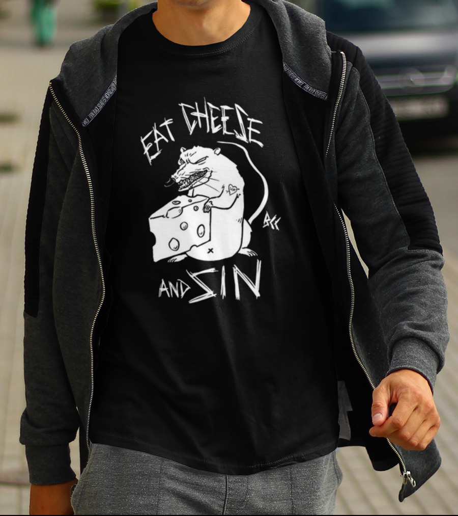 Eat Cheese And Sin Rat Holding Cheese T-Shirt