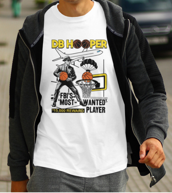 DB Hooper FBI's Most Wanted Player $15,000 Reward Basketball Airplane T-Shirt
