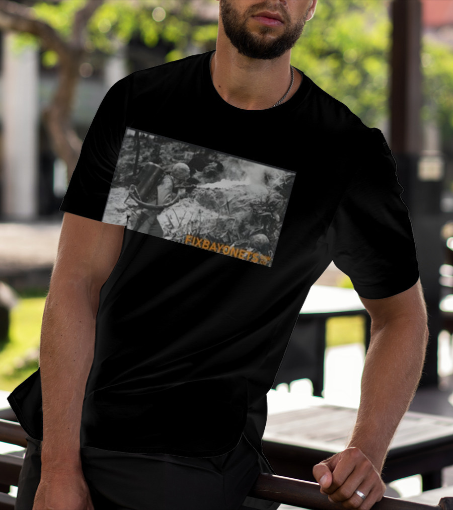Fix Bayonets WWII Flamethrower Soldier Scene T-Shirt