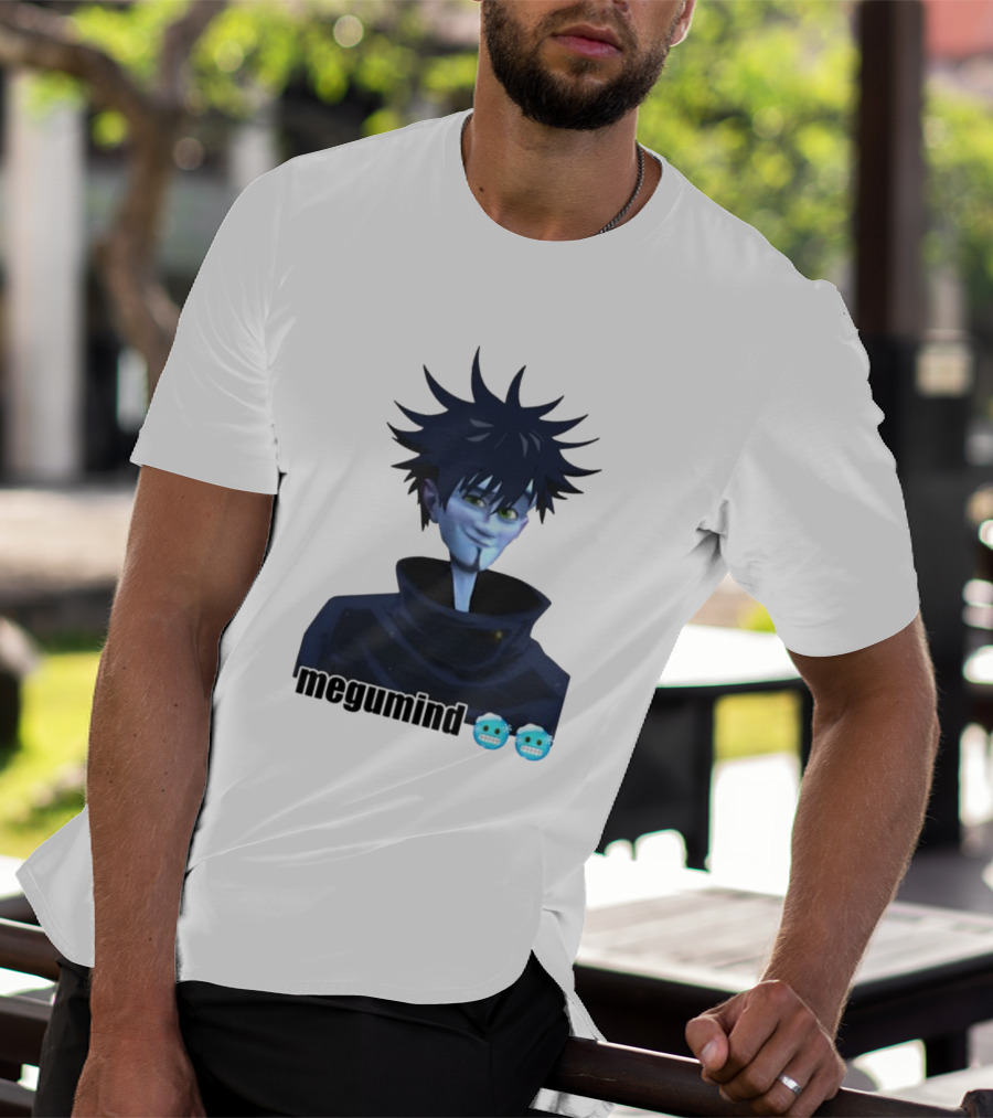 Spiky Haired Megumind Blue Emoji Face T-Shirt