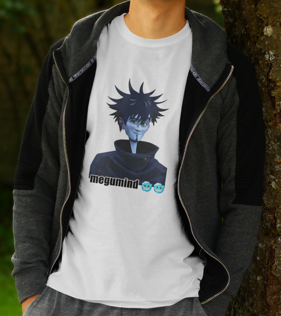 Spiky Haired Megumind Blue Emoji Face T-Shirt