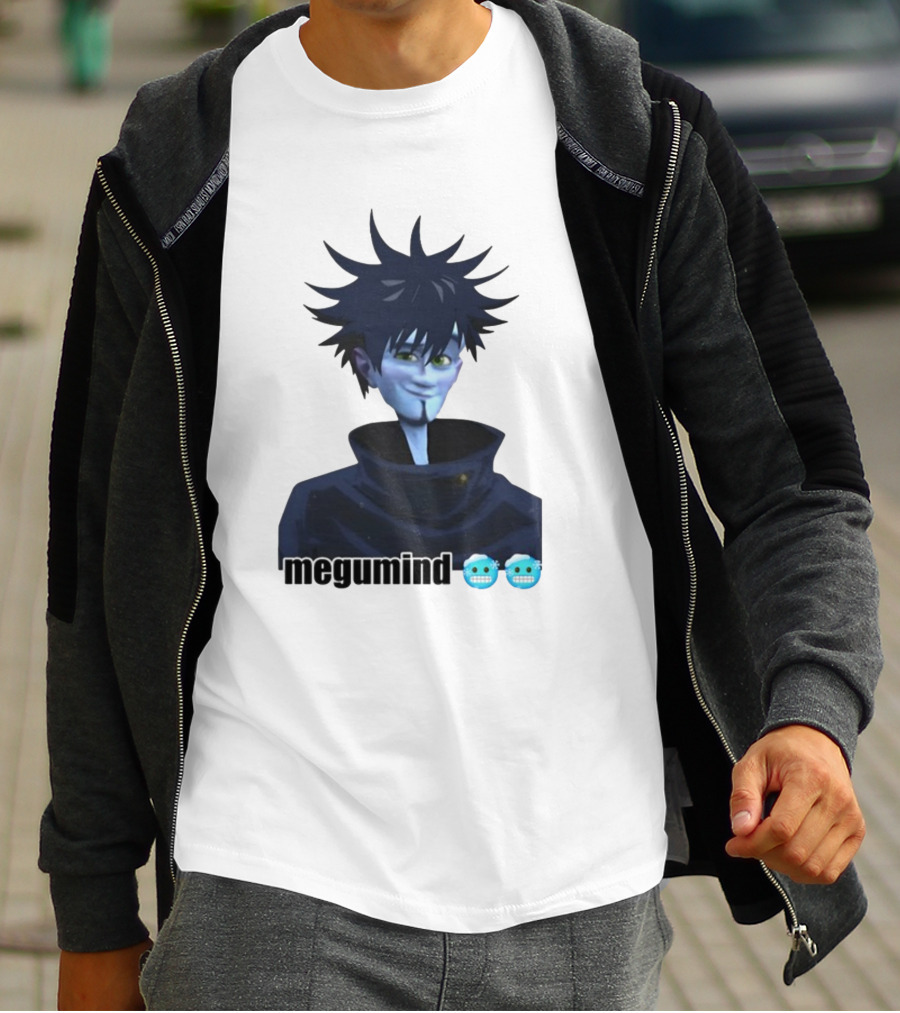 Spiky Haired Megumind Blue Emoji Face T-Shirt