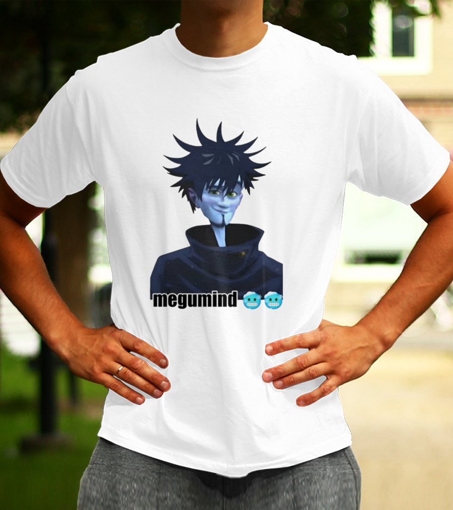 Spiky Haired Megumind Blue Emoji Face T-Shirt