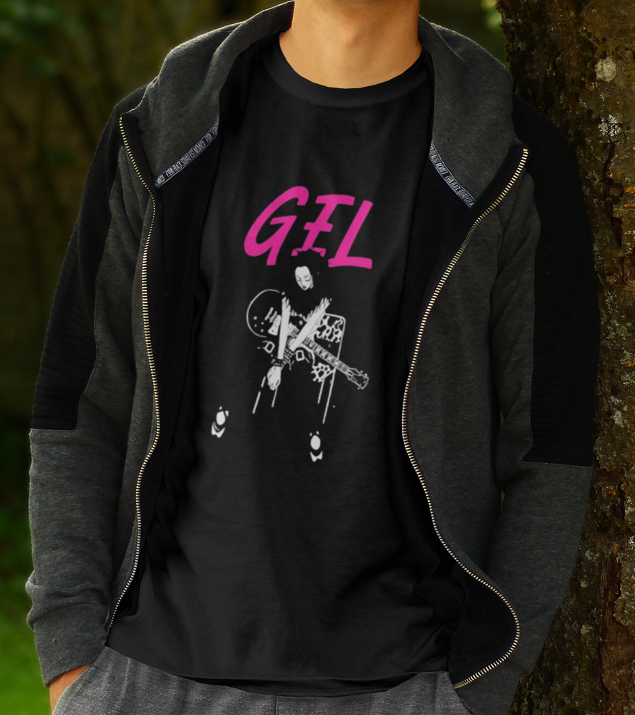 GELHARDCORE GEL NANA Guitar Girl Graphic Pink Lettering T-Shirt
