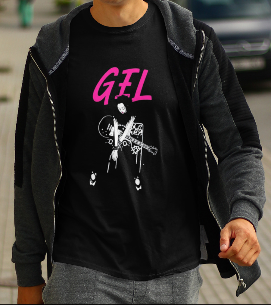 GELHARDCORE GEL NANA Guitar Girl Graphic Pink Lettering T-Shirt