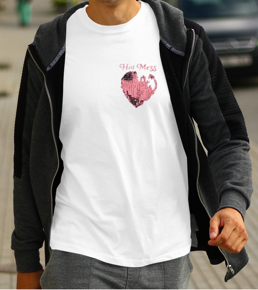 Hot Mess Pink Pixel Heart T-Shirt