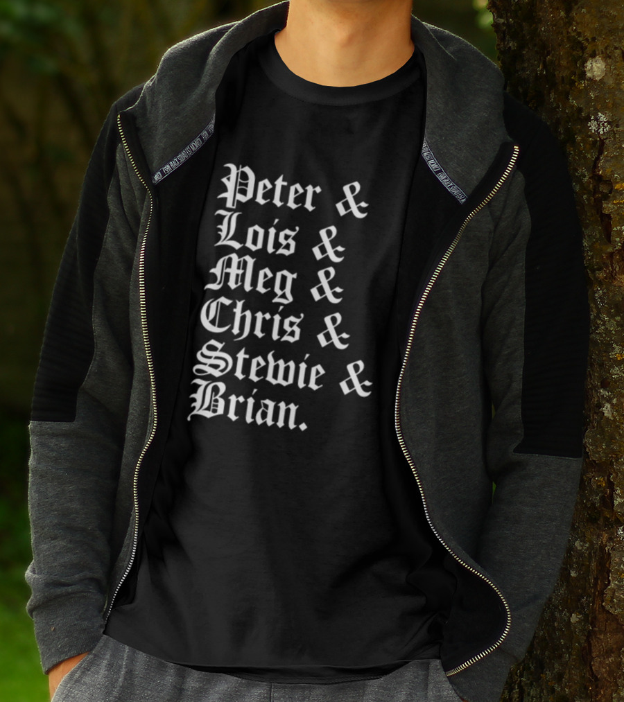 Peter And Lois And Meg And Chris And Stewie And Brian Blackletter T-Shirt