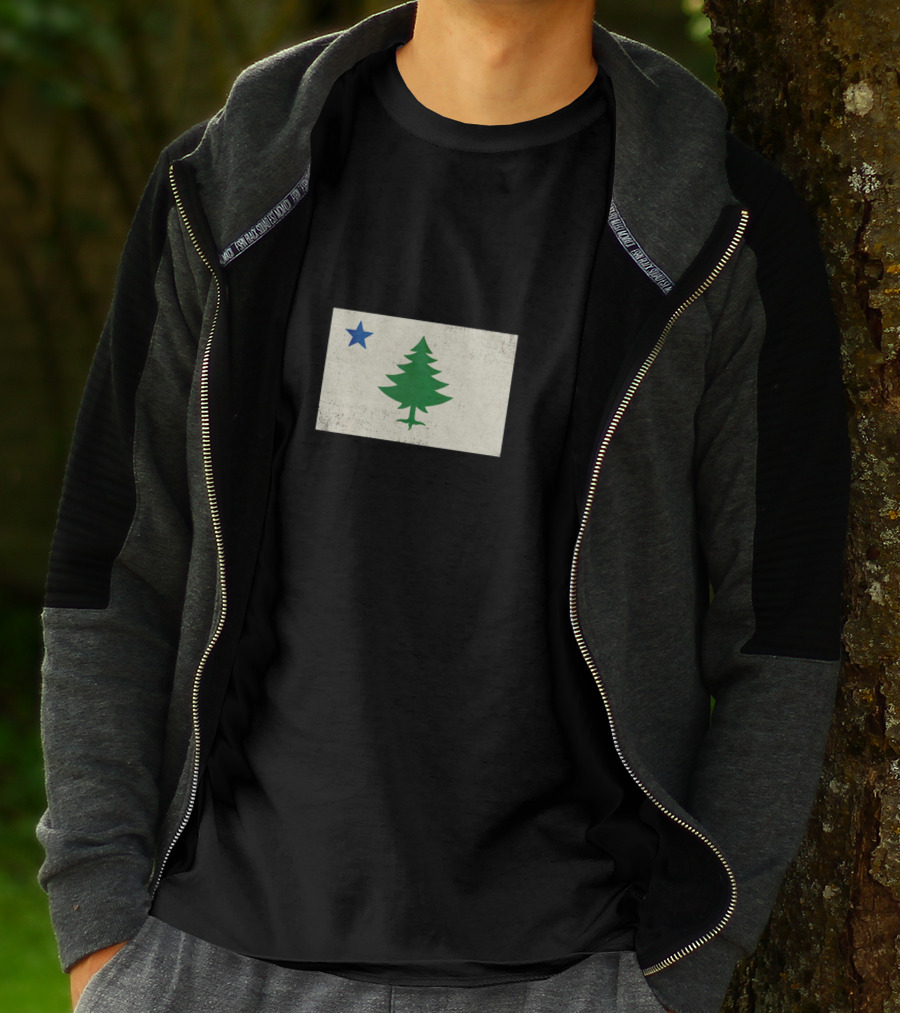 Maine Flag Vintage Pine Tree Star T-Shirt
