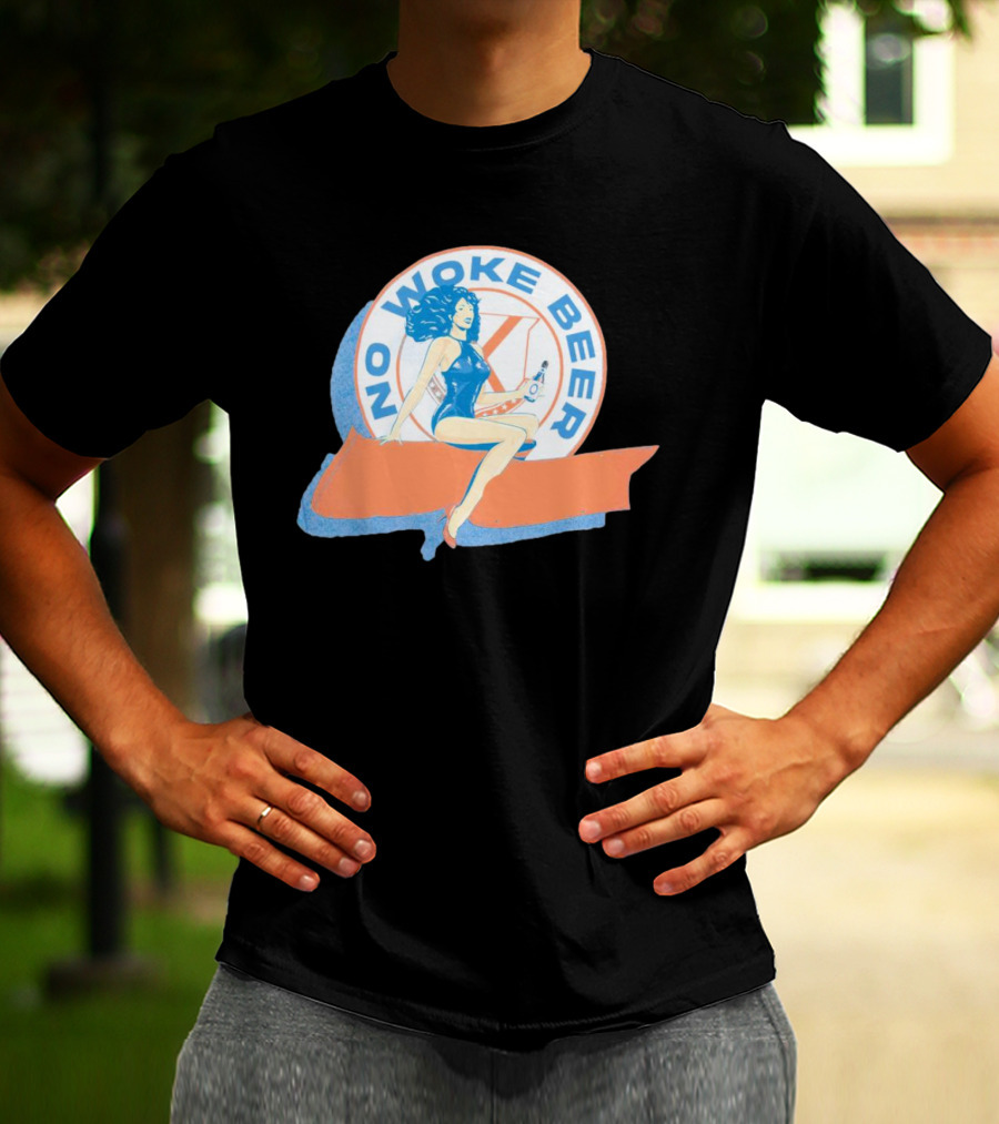 No Woke Beer Retro Pin-Up Style Beverage T-Shirt