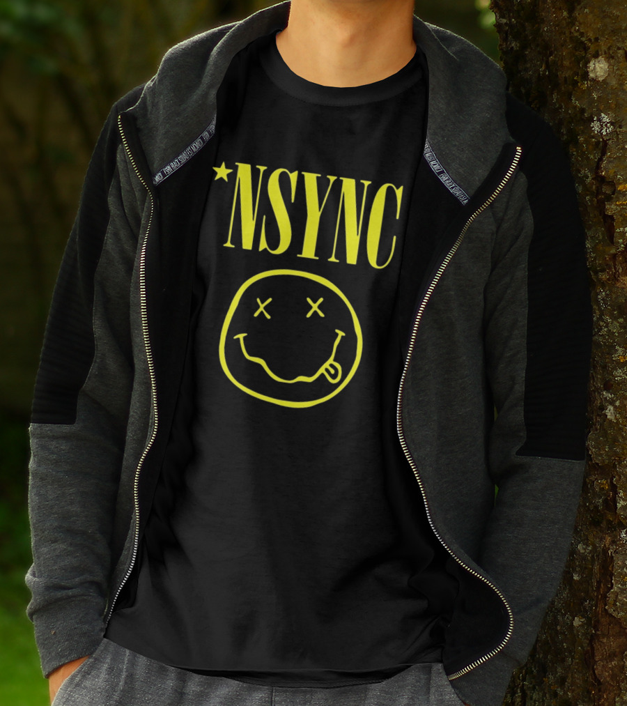 NSYNC Fake Handshake Grunge Inspired Smiley Face T-Shirt