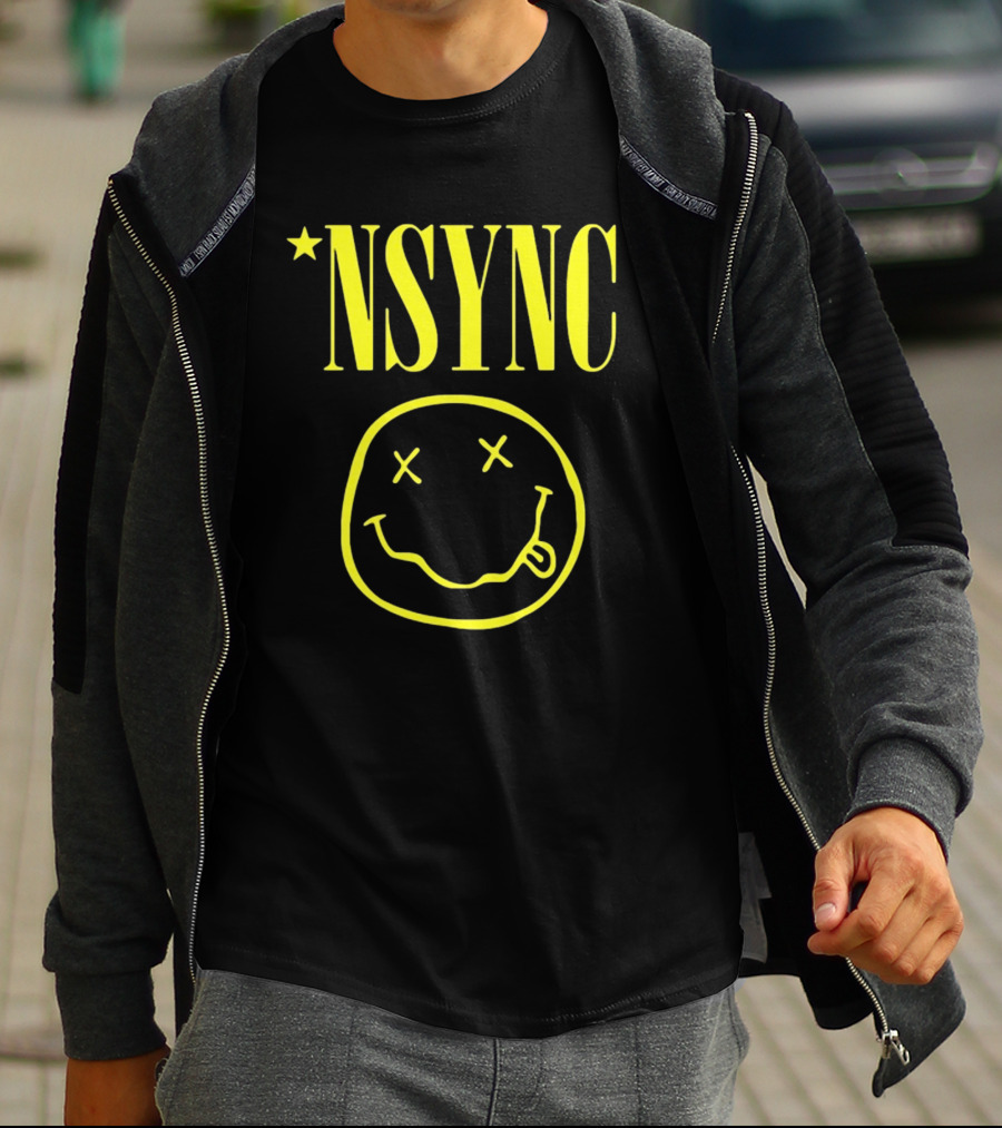 NSYNC Fake Handshake Grunge Inspired Smiley Face T-Shirt