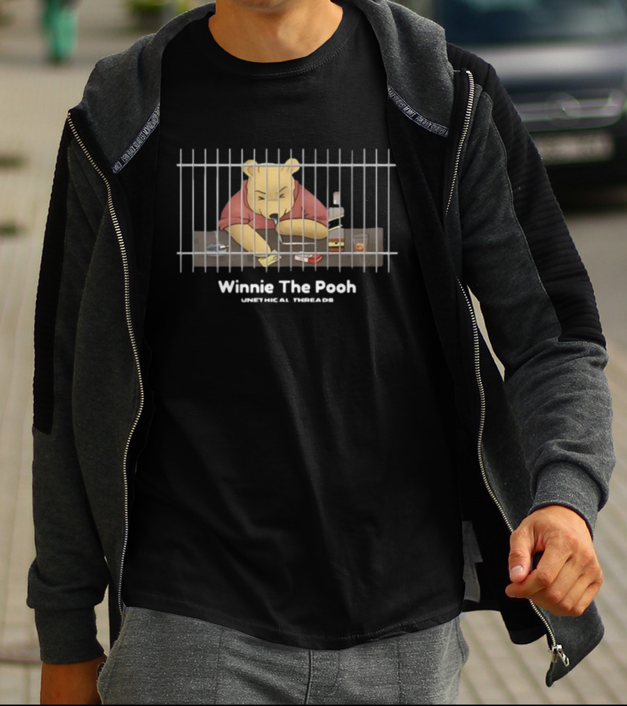 Winnie The Pooh Unethical Threads Prison Bars Gambling Drink T-Shirt
