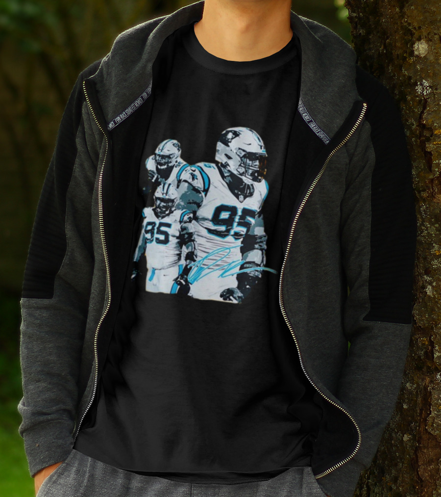 Kai Brown Wearing Carolina Panthers Derrick Brown 95 NFL Football T-Shirt