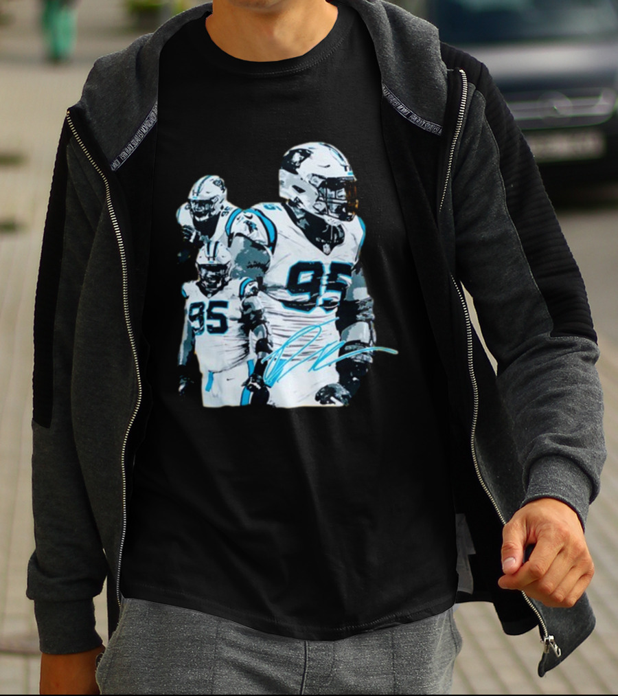 Kai Brown Wearing Carolina Panthers Derrick Brown 95 NFL Football T-Shirt