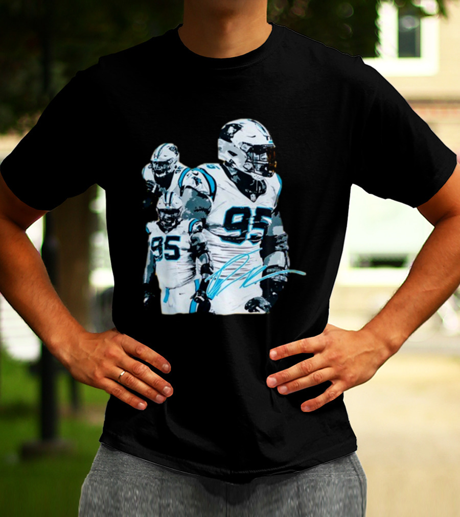 Kai Brown Wearing Carolina Panthers Derrick Brown 95 NFL Football T-Shirt