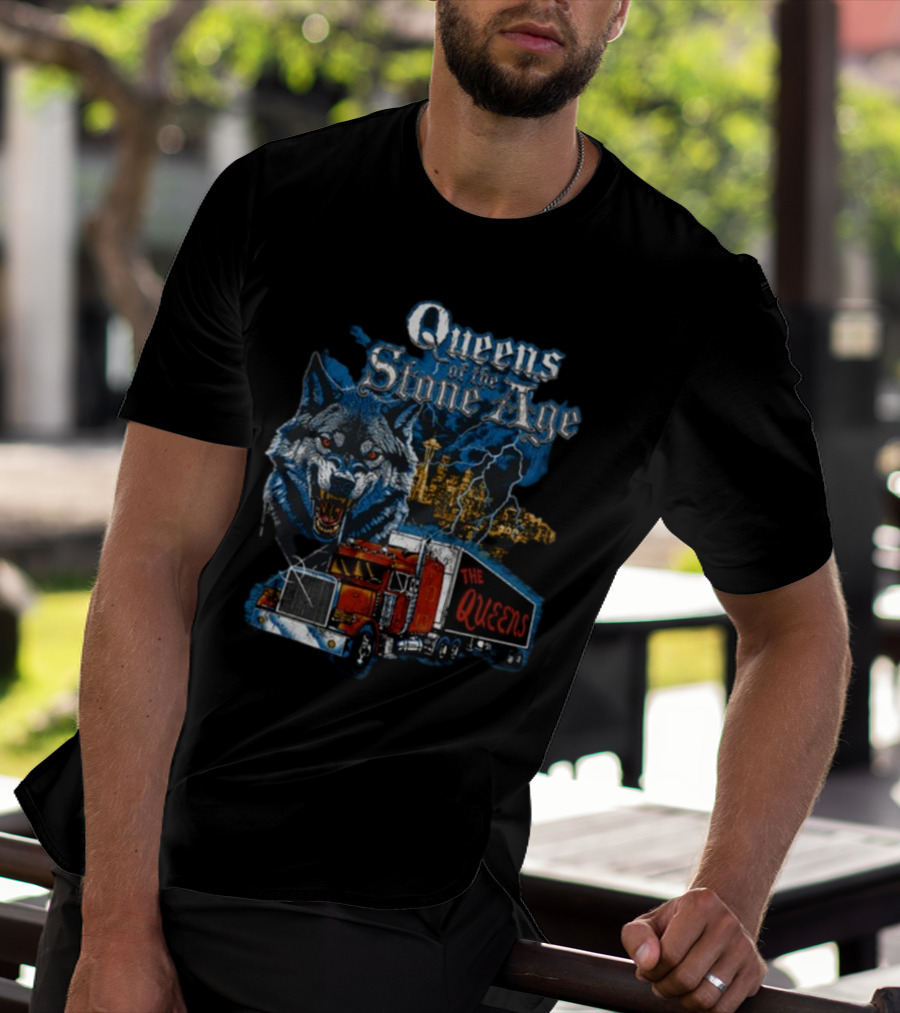 Queens Of The Stone Age Wolf Lightning Truck Seattle Skyline-The Queens T-Shirt
