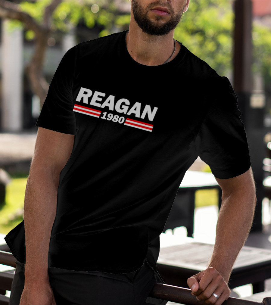Reagan 1980 Campaign Vintage Style Retro Red White Stripes T-Shirt
