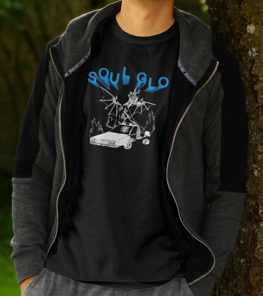 Soul Glo Dragon With Crashed Car And Flames T-Shirt