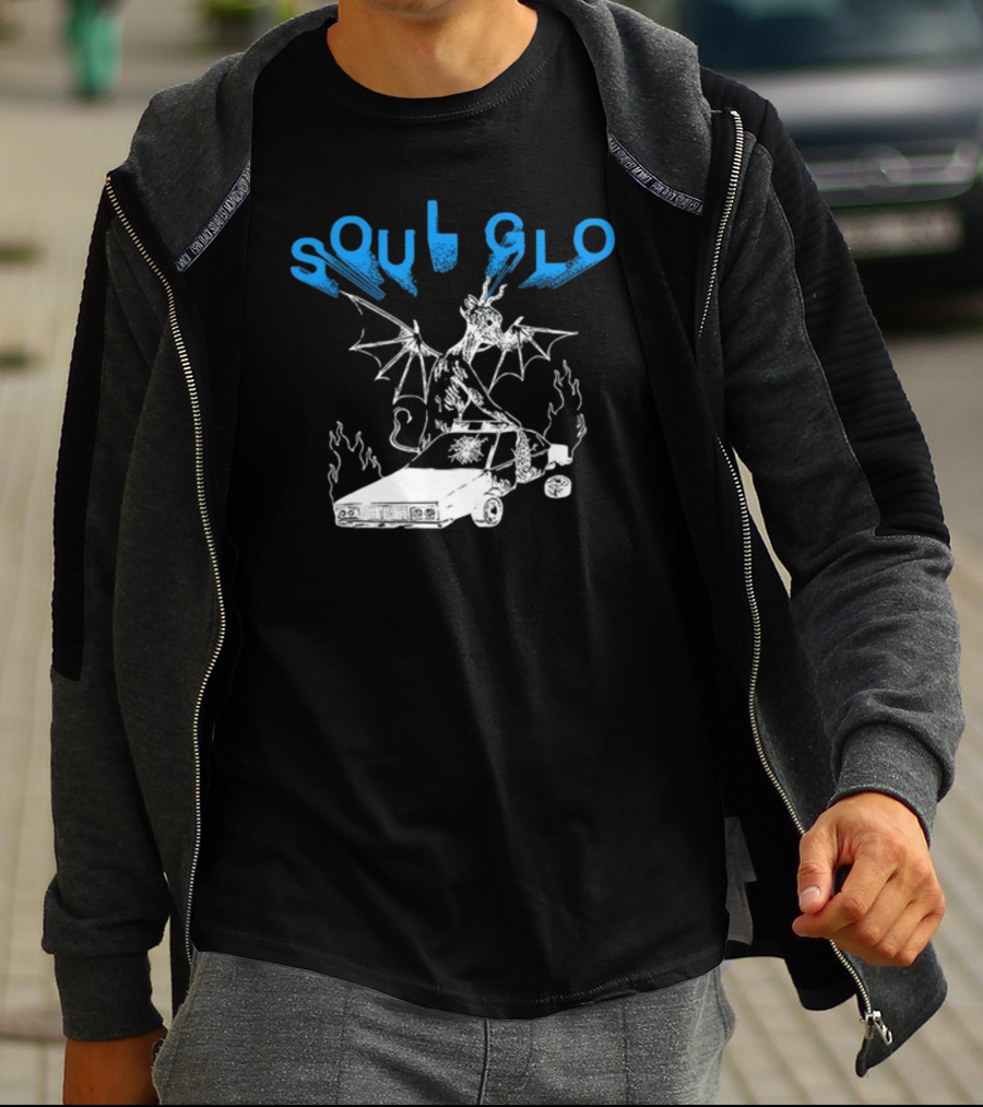 Soul Glo Dragon With Crashed Car And Flames T-Shirt