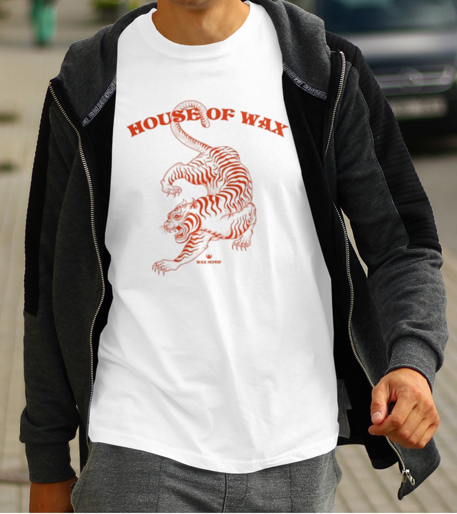 House Of Wax Tiger Wax Motif Striped Roaring Tiger T-Shirt