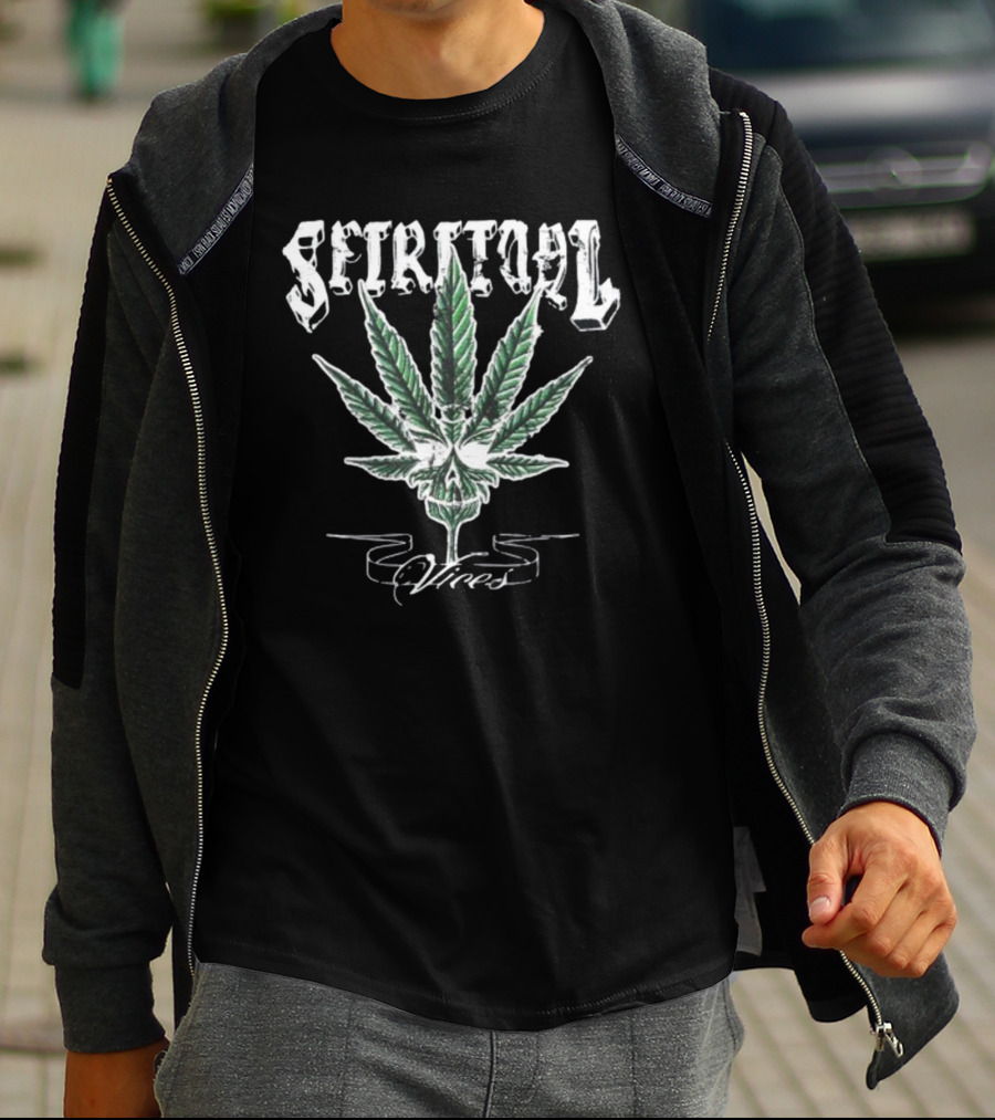 Spiritual Vices Marijuana Leaf And Skull T-Shirt
