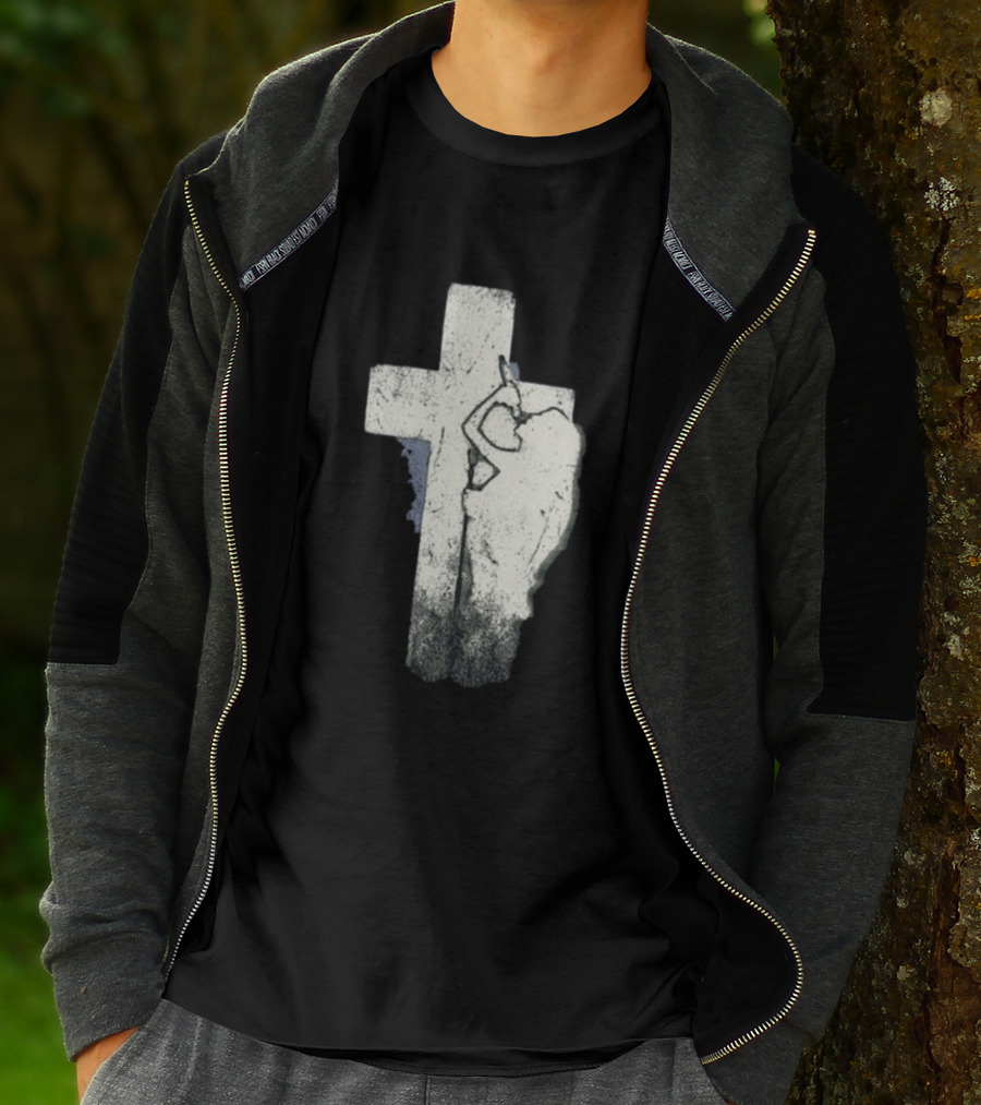 NessaBarrett Crucifix Distressed Standing Figure T-Shirt