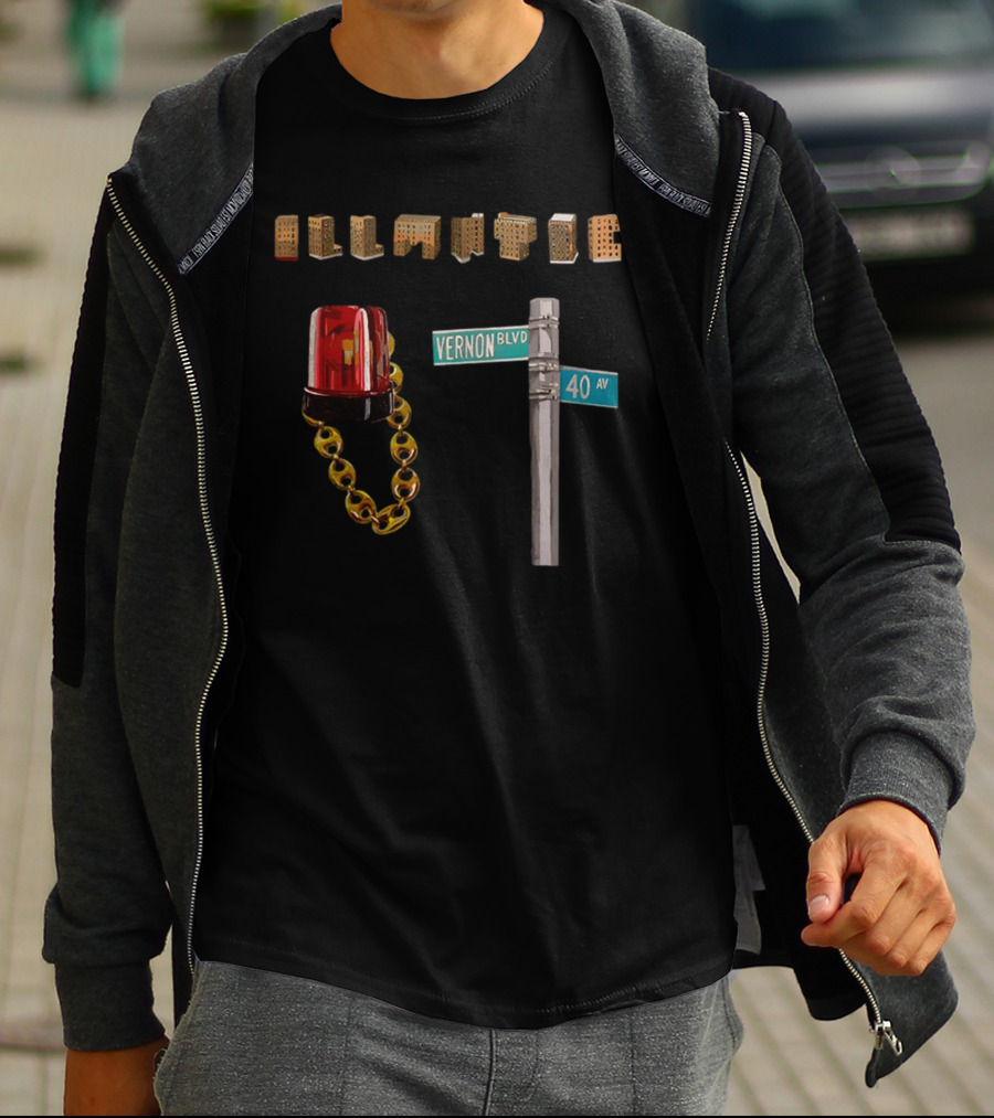 Illmatic 30 Years Vernon Blvd 40 Av Red Alarm Chain T-Shirt