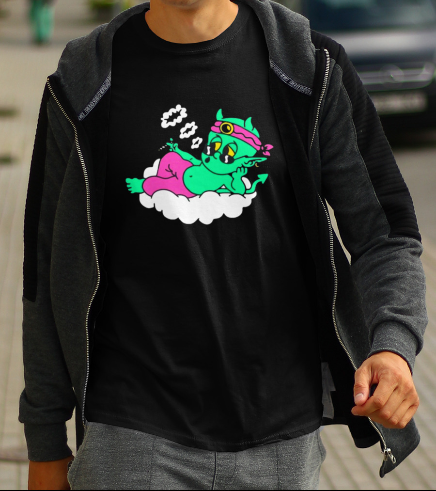 Supermega Funny Brothers Devils Lettuce Smoking Cartoon Demon Cloud T-Shirt