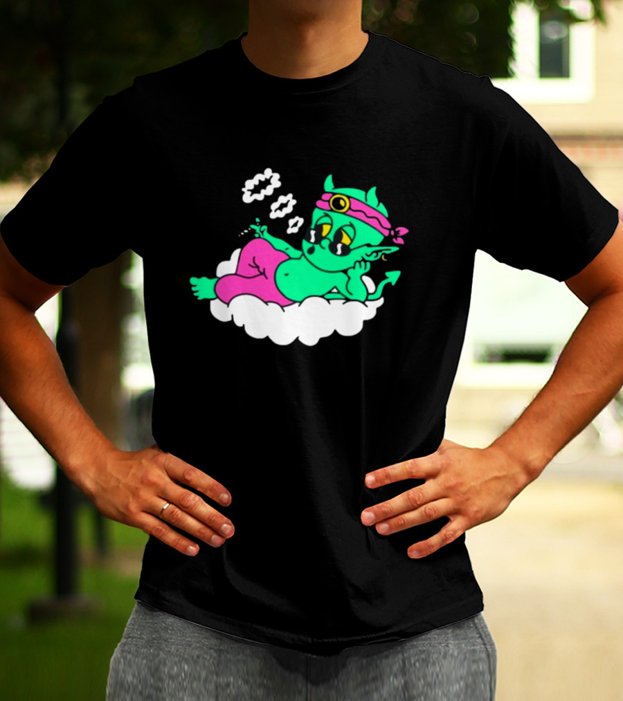 Supermega Funny Brothers Devils Lettuce Smoking Cartoon Demon Cloud T-Shirt