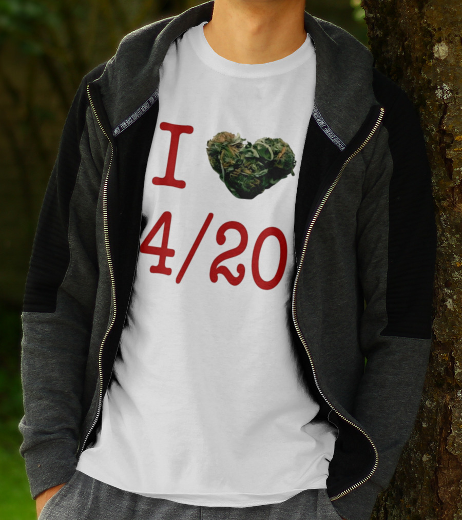I Love 420 Day Heart Made Of Cannabis T-Shirt