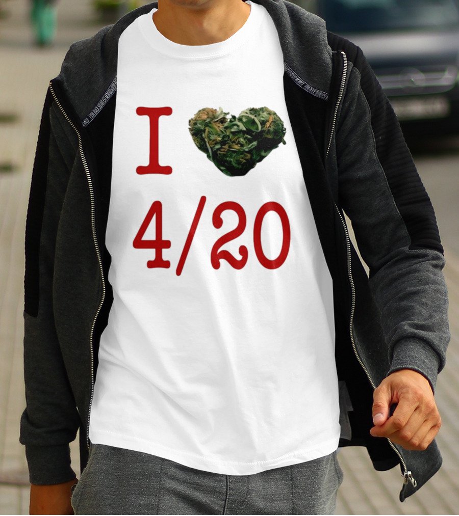 I Love 420 Day Heart Made Of Cannabis T-Shirt