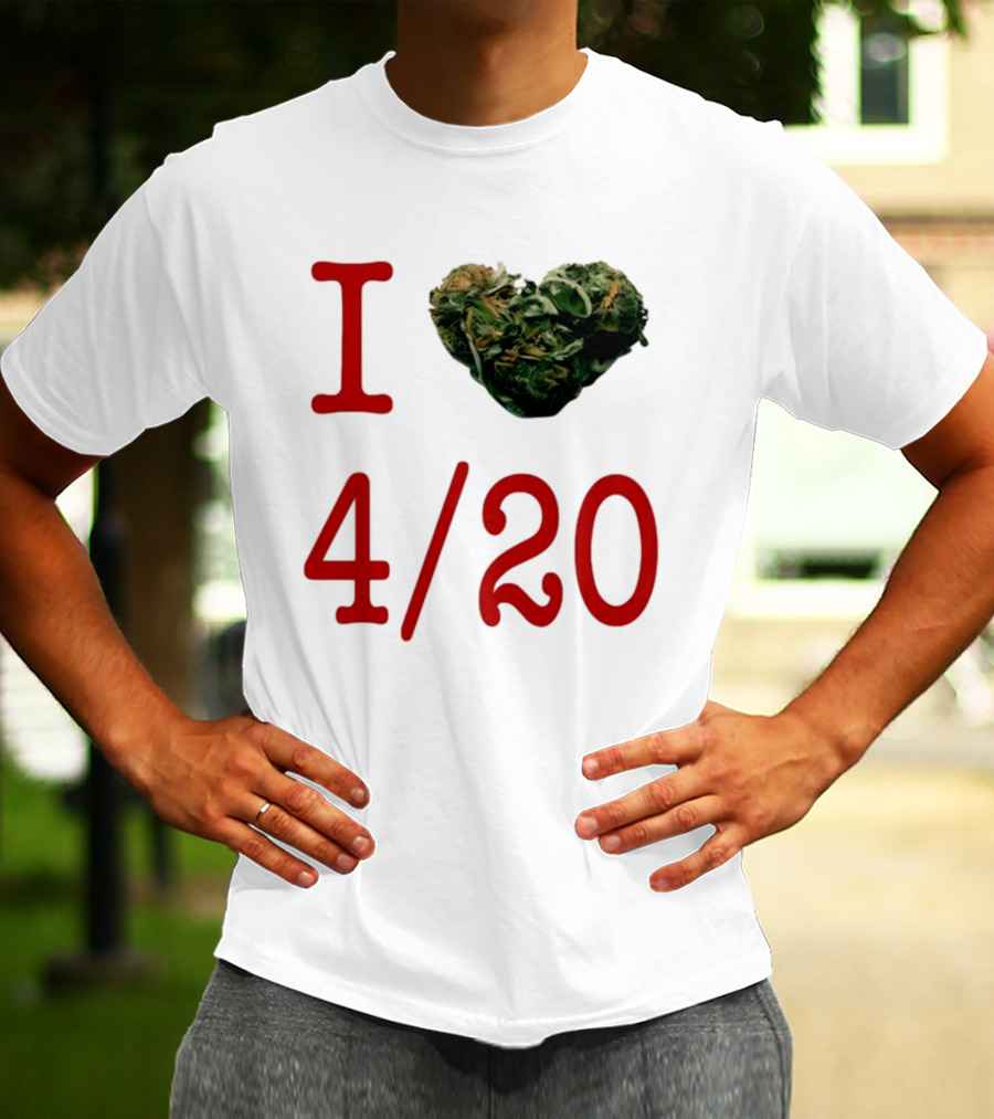 I Love 420 Day Heart Made Of Cannabis T-Shirt