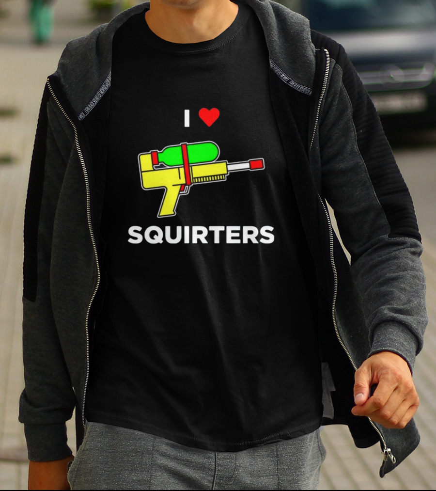 Justin Danger Nunley I Love Squirters Water Gun T-Shirt
