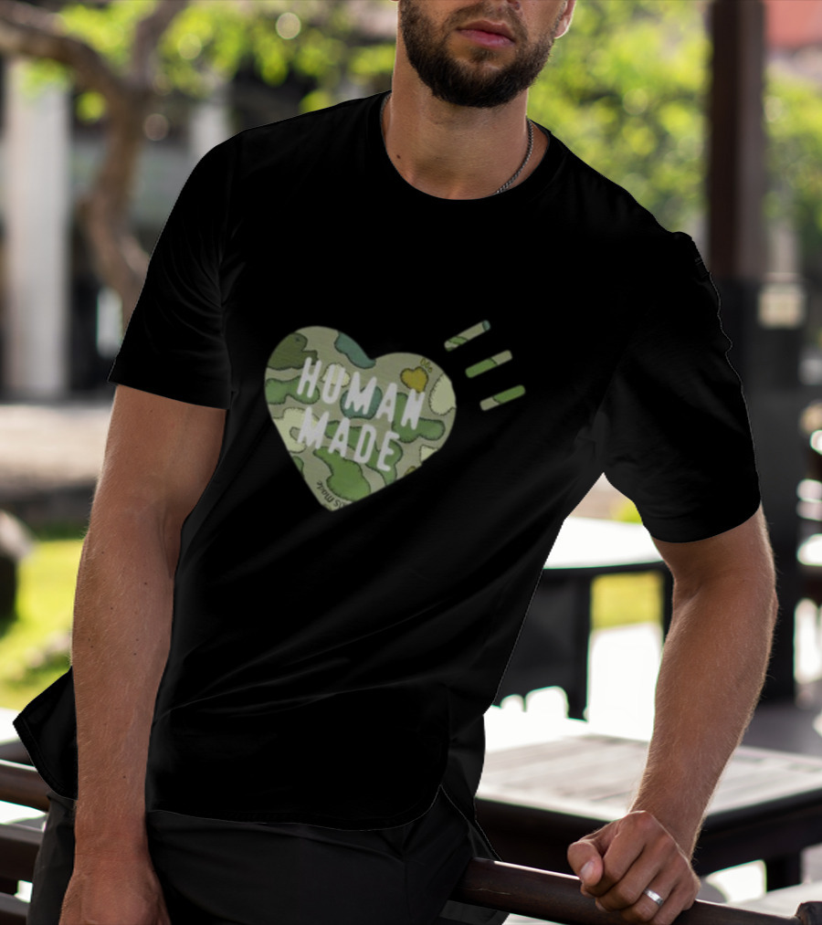 HUMAN MADE Camo Heart Kaws Collaboration T-Shirt