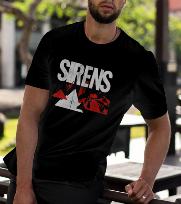 Sirens Mountain Tree Red Abstract Collage T-Shirt