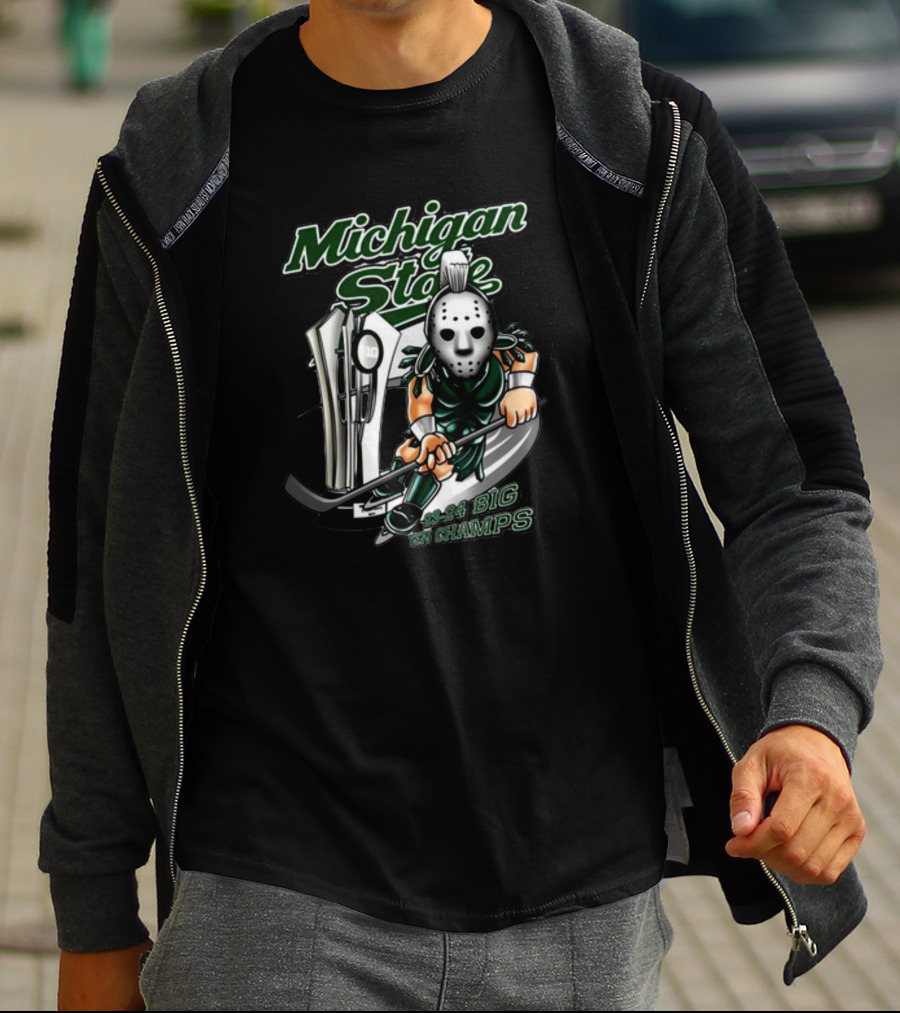 Michigan State 23-24 Big Ten Champs Hockey Mask Trophy T-Shirt