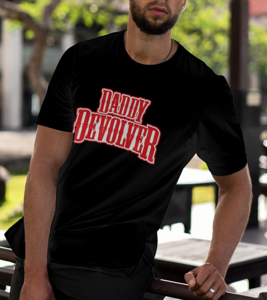 Daddy Devolver Red Western Typography T-Shirt