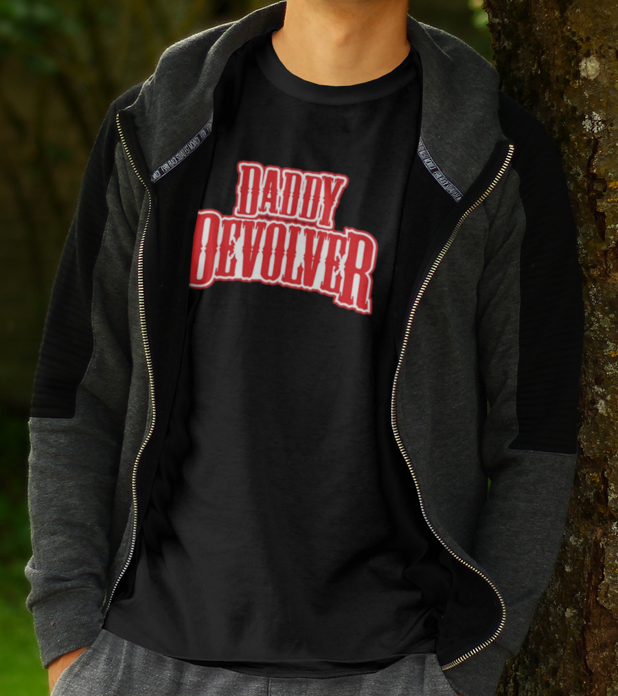 Daddy Devolver Red Western Typography T-Shirt