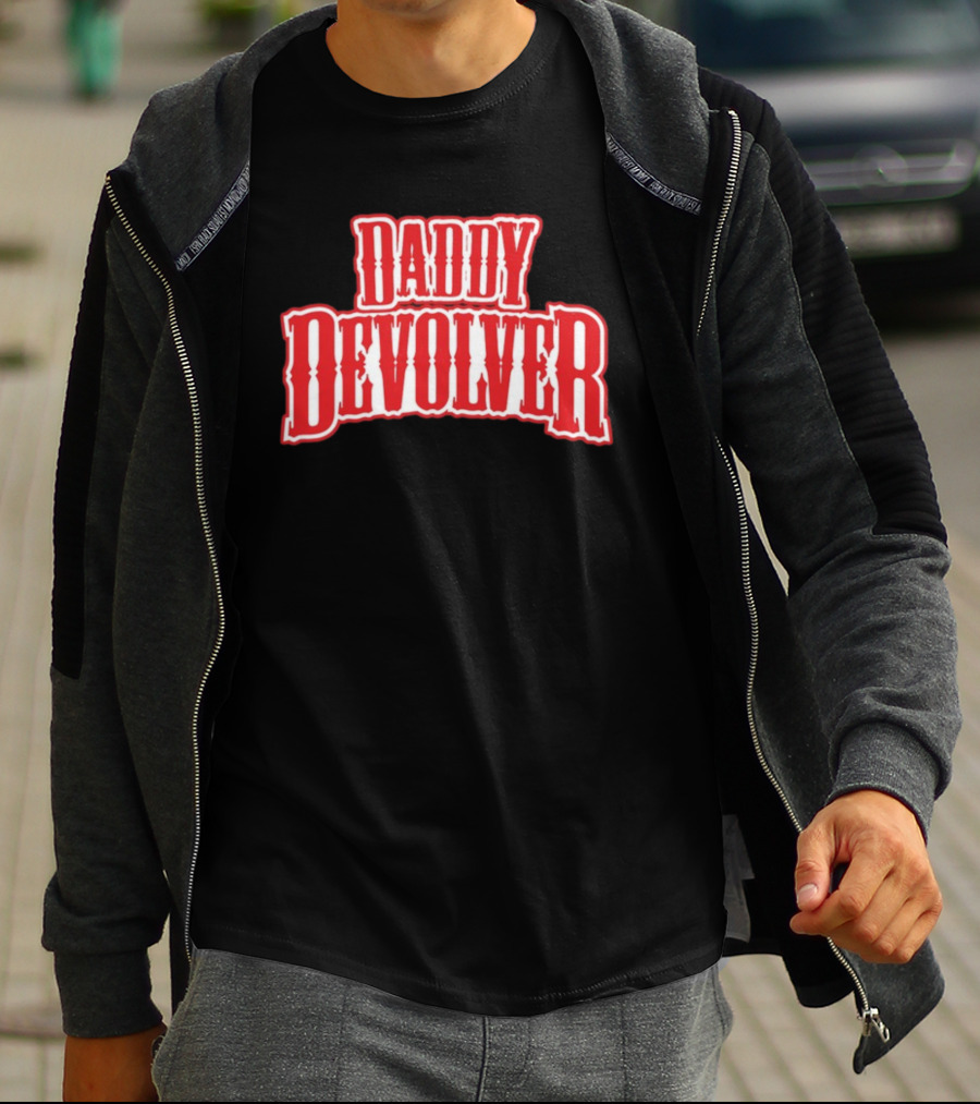 Daddy Devolver Red Western Typography T-Shirt