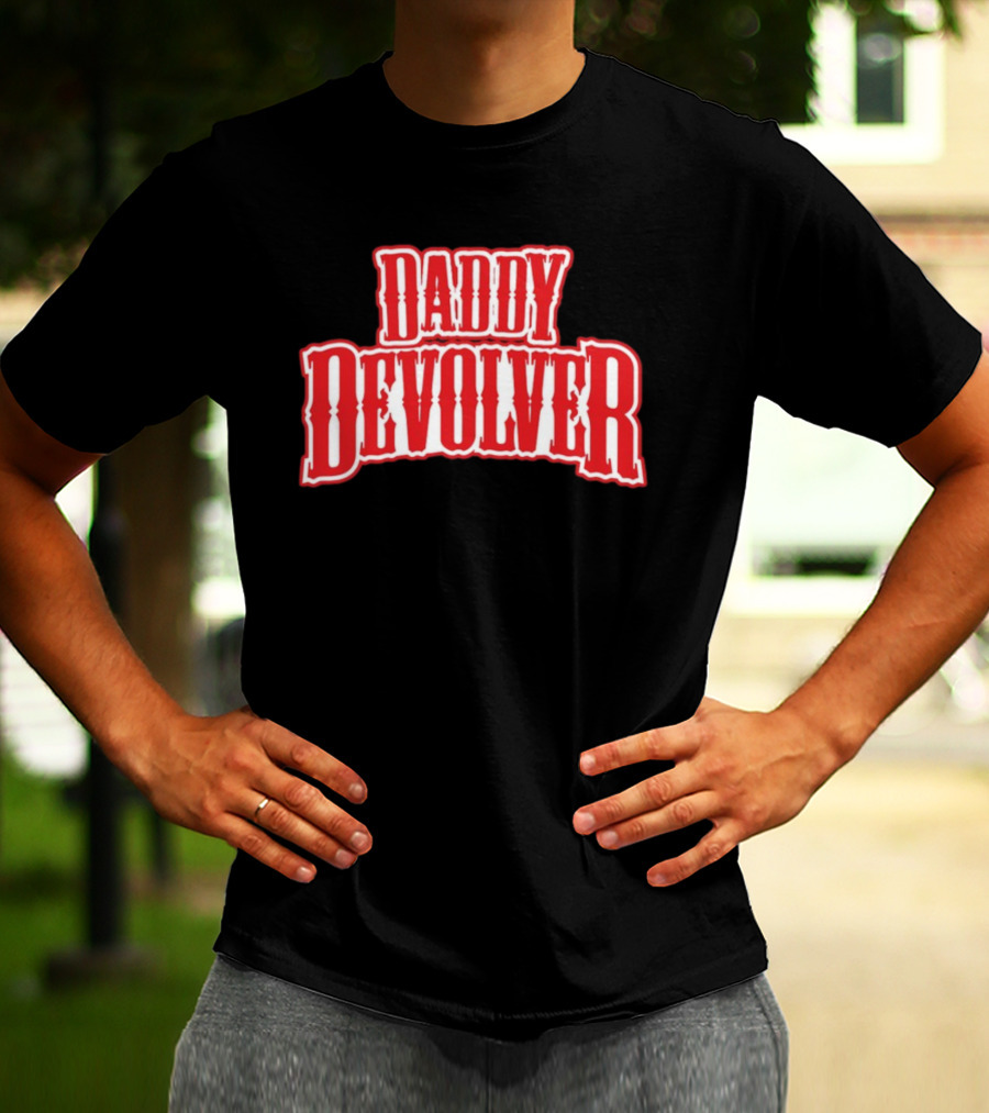 Daddy Devolver Red Western Typography T-Shirt