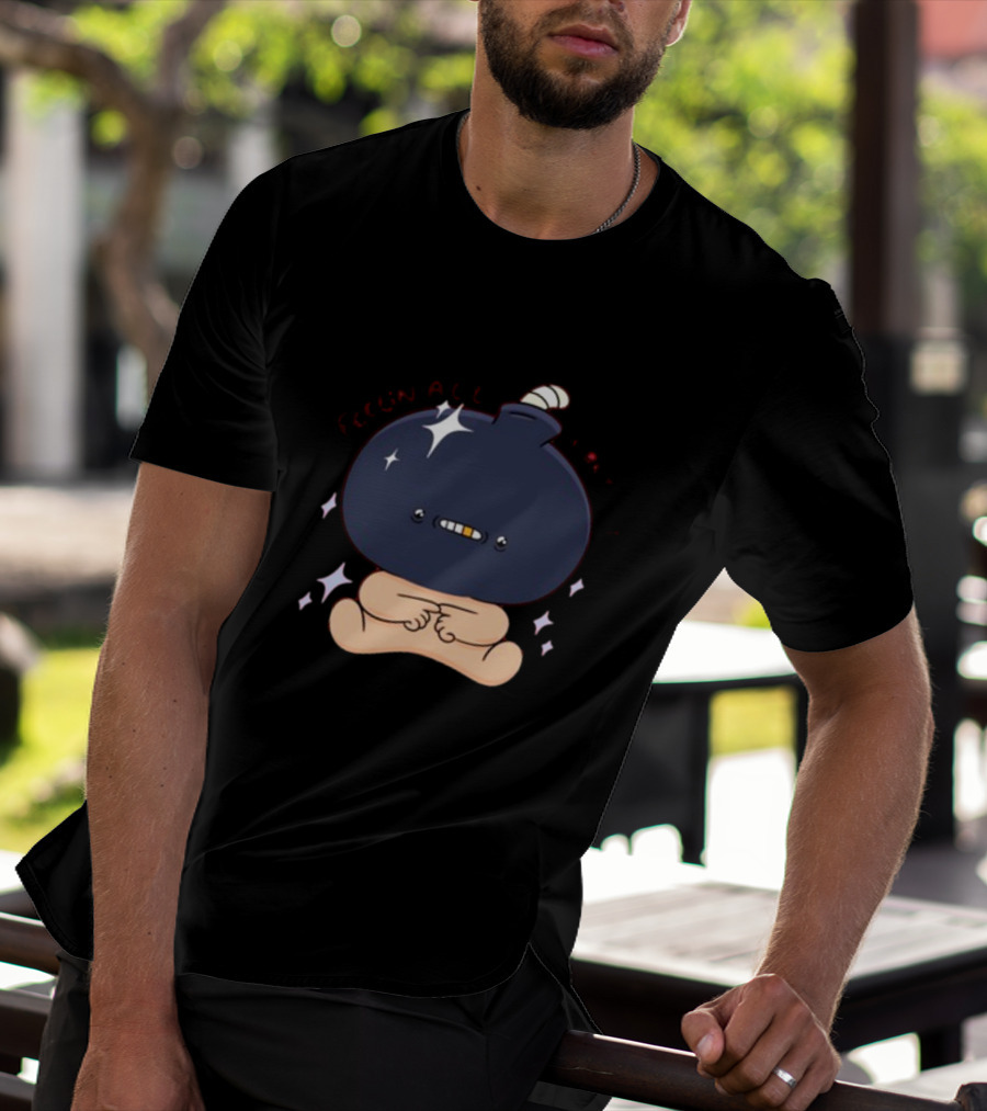 Feelin Alil Burnt Out Ghoulshack Bomb Character With Stars T-Shirt