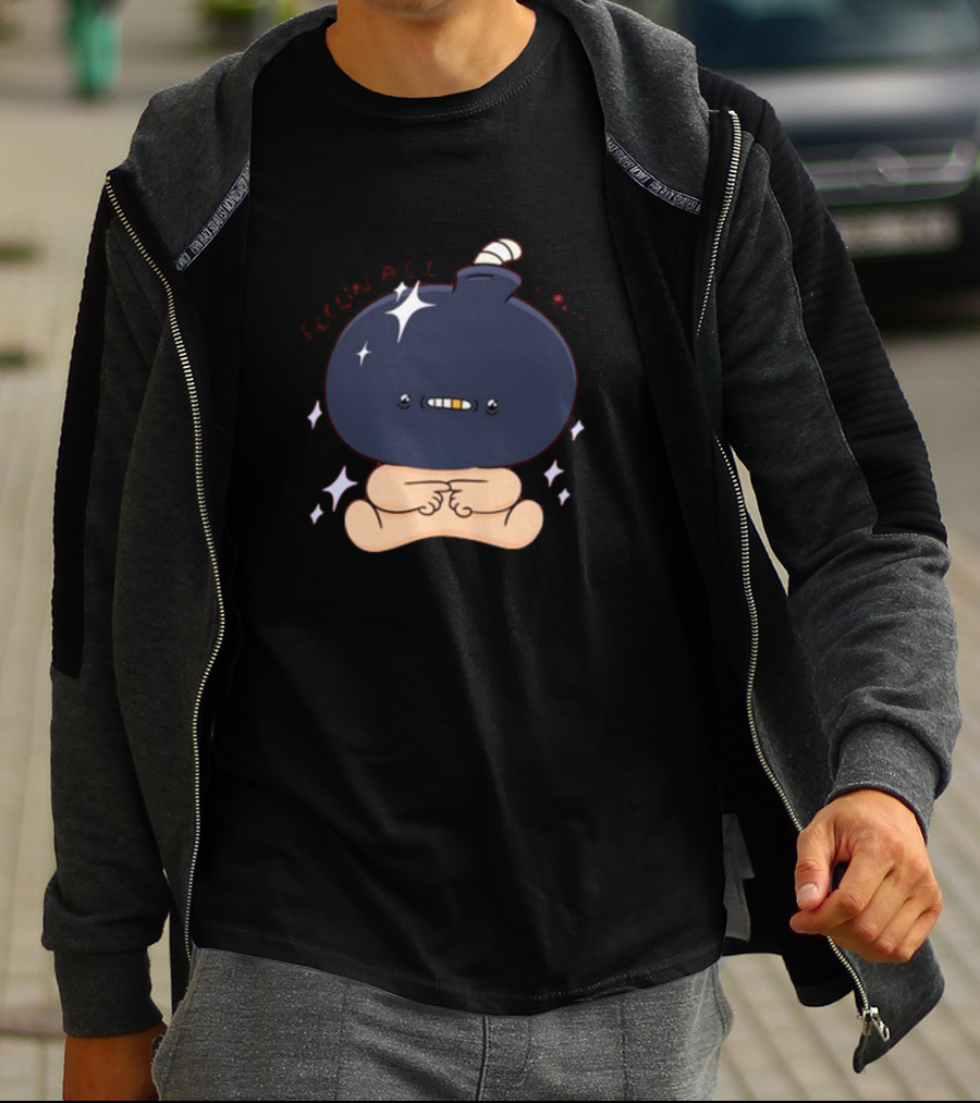 Feelin Alil Burnt Out Ghoulshack Bomb Character With Stars T-Shirt