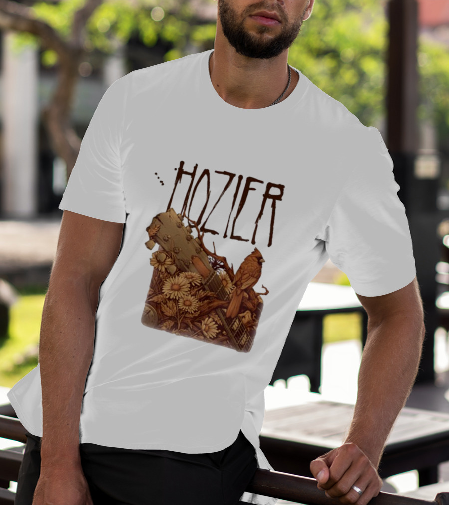 Hozier Jacksonville May 7 Show Guitar And Floral Bird T-Shirt