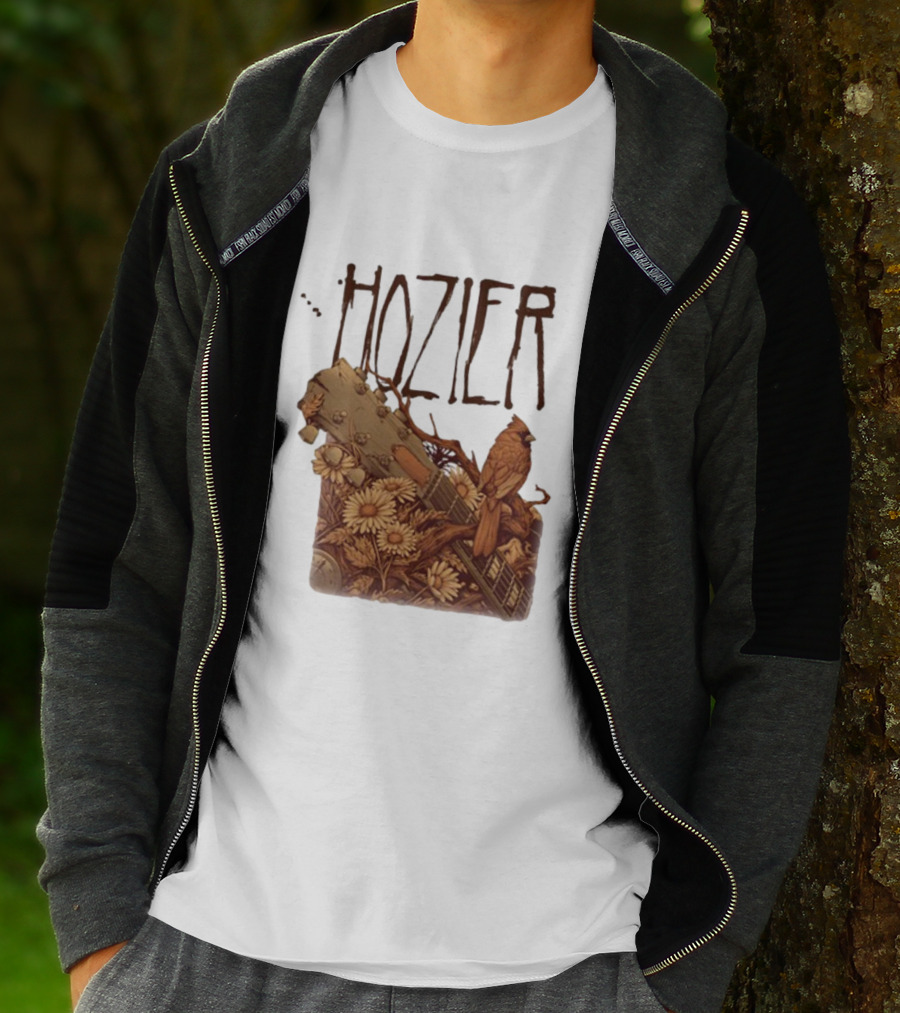 Hozier Jacksonville May 7 Show Guitar And Floral Bird T-Shirt