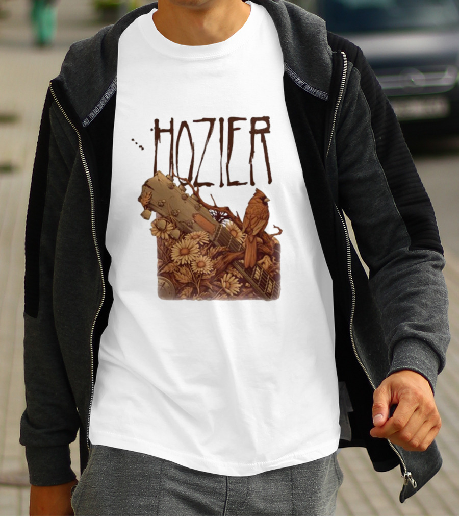 Hozier Jacksonville May 7 Show Guitar And Floral Bird T-Shirt