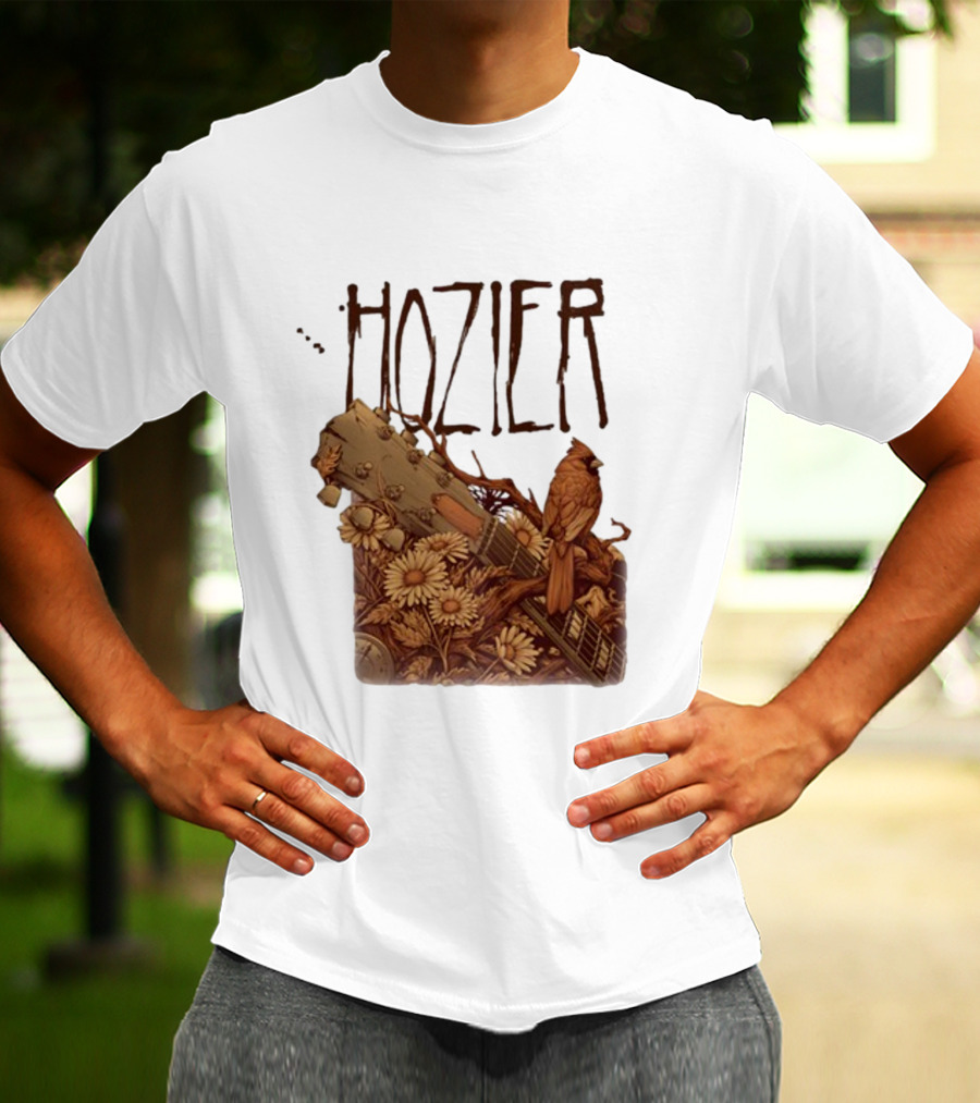 Hozier Jacksonville May 7 Show Guitar And Floral Bird T-Shirt