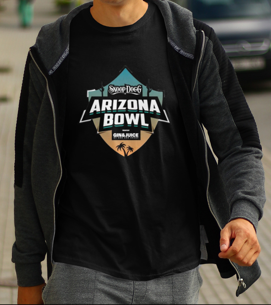 Snoop Dogg Arizona Bowl Presented By Gin And Juice With Palm Trees Iconic Shield T-Shirt